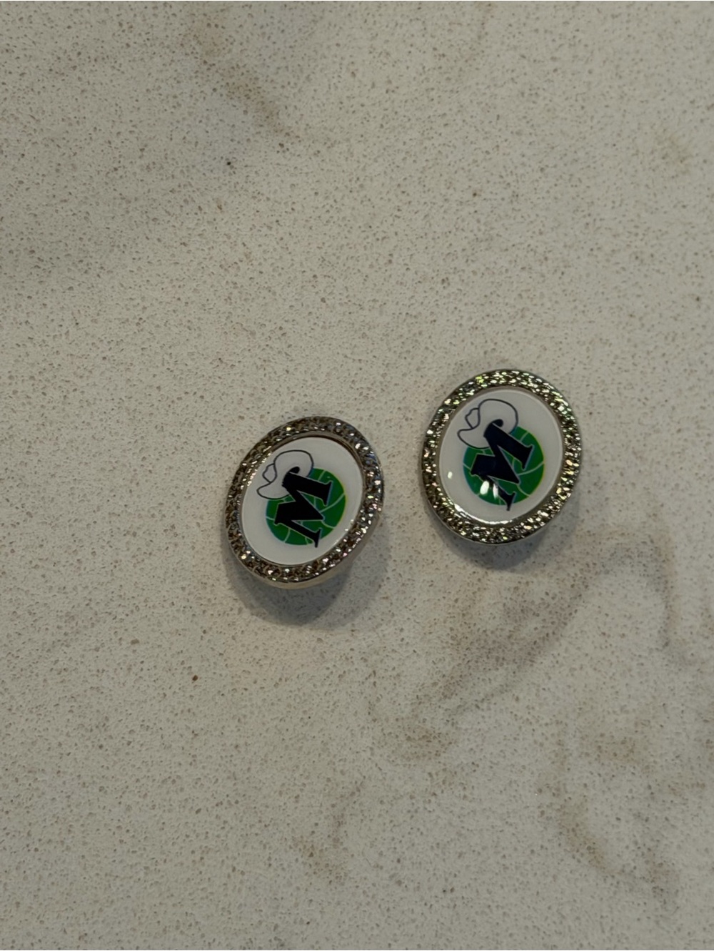 Dallas mavericks earrings m cowboy hat design